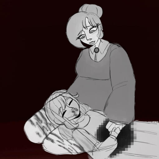 monochrome of 2 characters (cringe warning for self-harm)